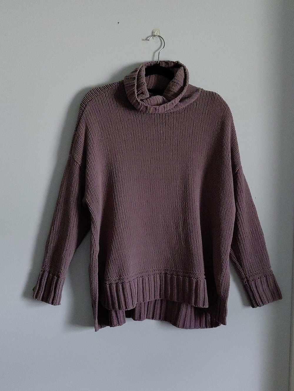 Aerie Turtleneck Cowl Brown Chenille Chunky Knit Sweater Relaxed Oversized Boxy